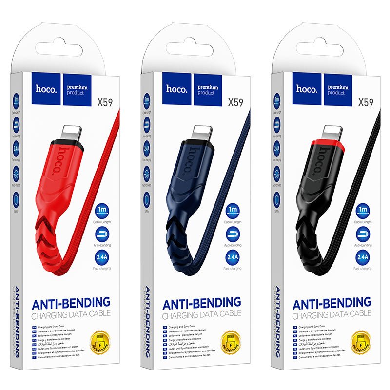 Hoco X59 Anti Bending Charging Data Cable 1m (for Iphone)