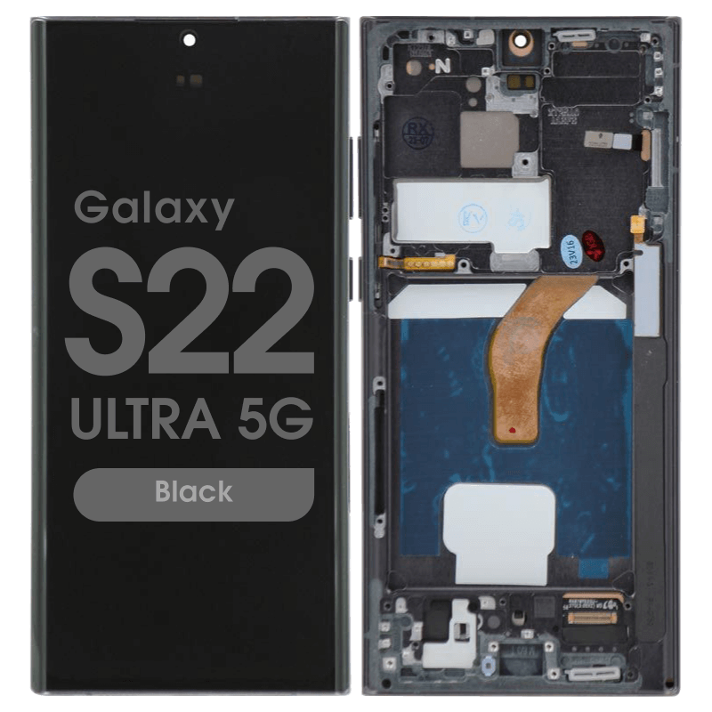 SAMSUNG GALAXY S22 ULTRA 5G  ASSEMBLY WITH FRAME (PHANTOM BLACK) - OEM (GLASS CHANGE)