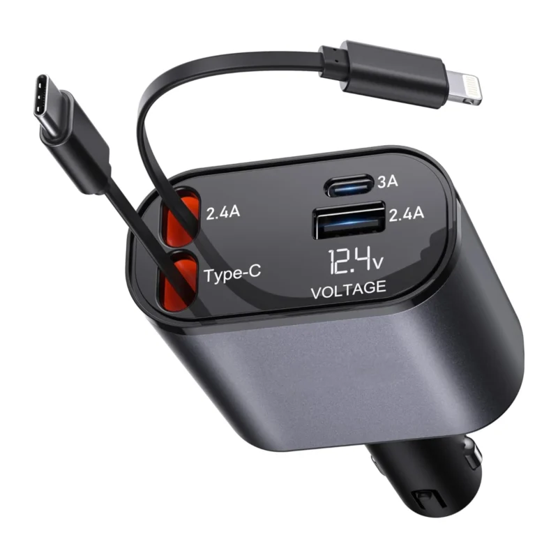 4 In 1 Retractable 30 Watt Car Phone Charger