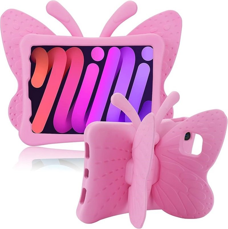 Butterfly Kids Silicone Case For Apple Ipad 10.9 10th Gen (2022) - Hot Pink