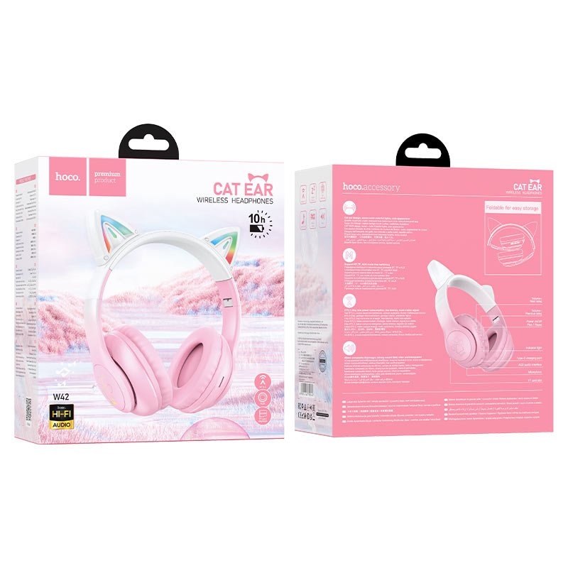 Hoco Wireless W42 Cat Headphones For Kids - Cherry Blossom