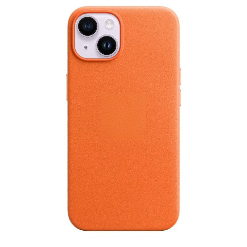 LEATHER CASE FOR IPHONE 15 PRO- ELECTRIC ORANGE