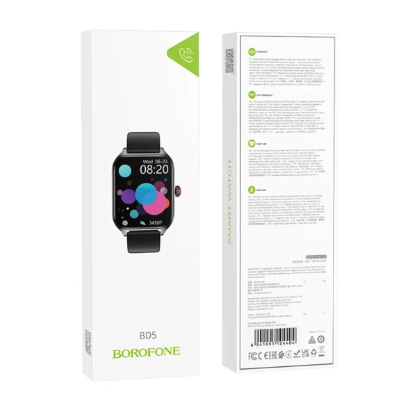 Borofone Bd5 Smart Watch - 1.85" Hd Screen, Bluetooth Call, Multi-sport -black