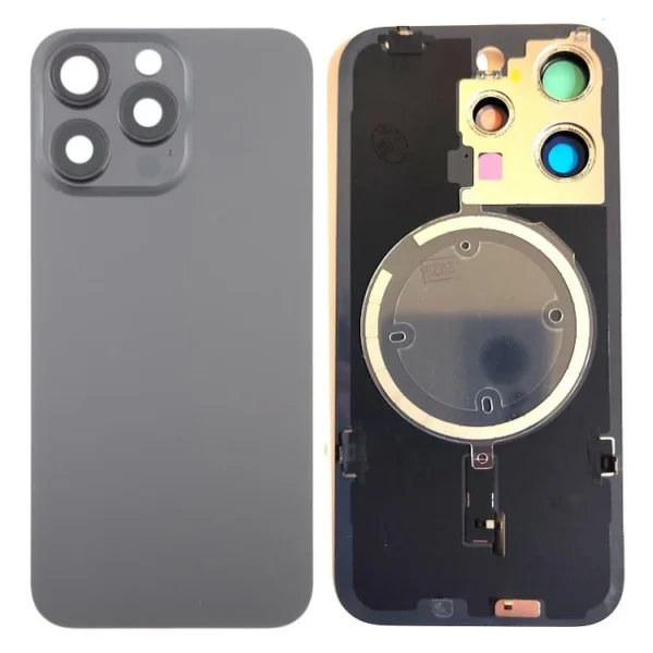 Back Glass For Apple Iphone 15 Pro With Magsafe Plate : Black