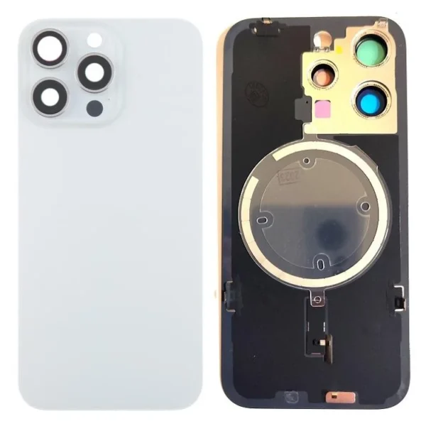 Back Glass For Apple Iphone 15 Pro With Magsafe Plate :  White