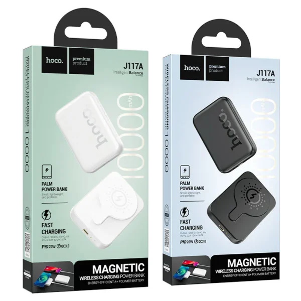Hoco Magnetic Wireless Charging Power Bank 10000 Mah J117a - White